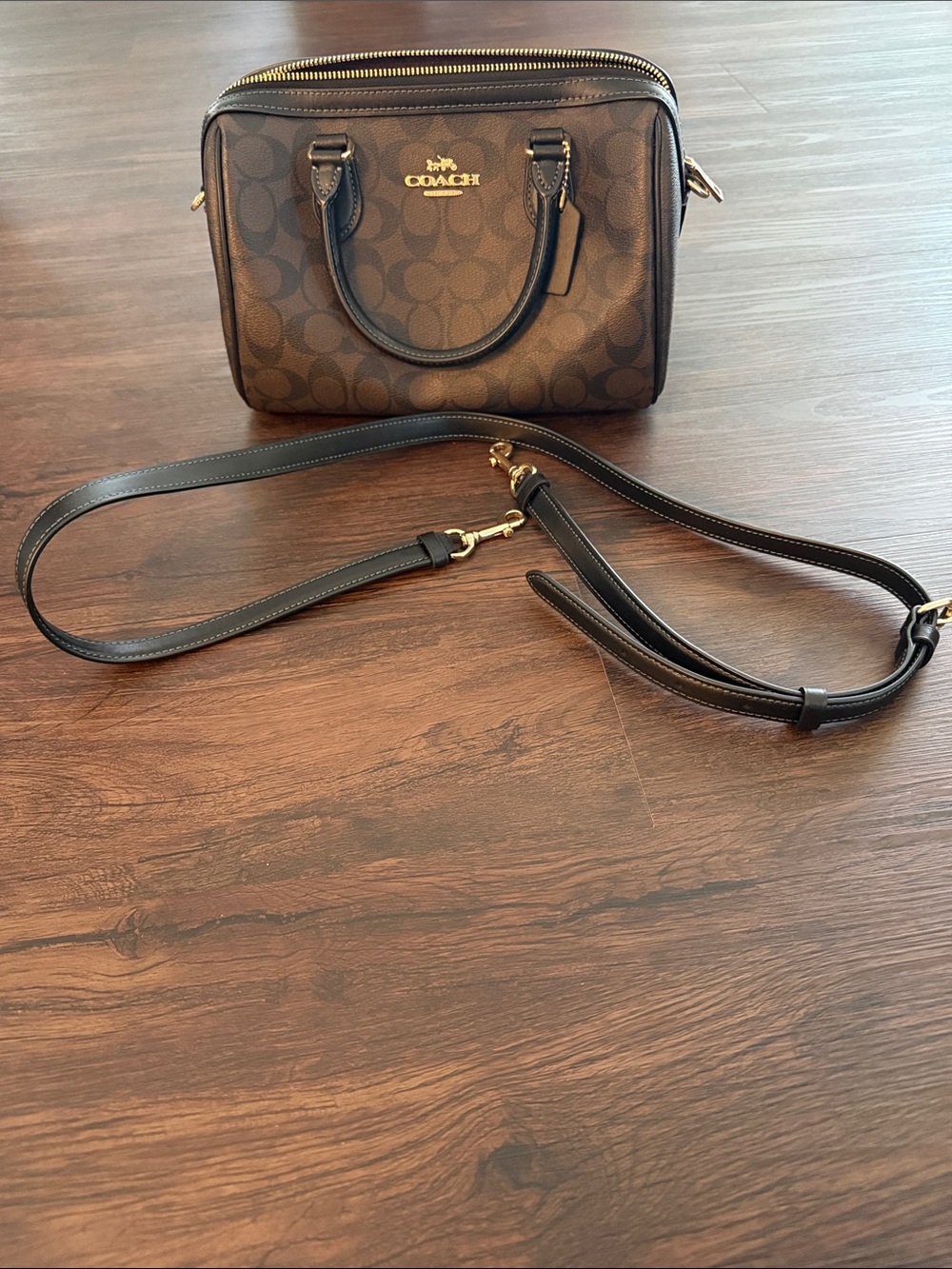 Coach Brown and Black Signature Rowen Satchel - Picture 3 of 5
